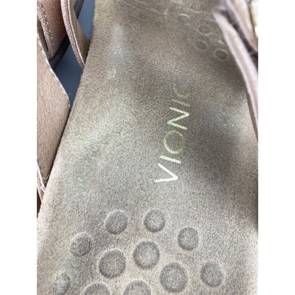 *Vionic Orthaheel Misa Rose Gold Shimmer 3 Strap Adjustable Sandals Womens US 7 - Picture 4 of 8